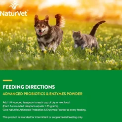 NaturVet Advanced Probiotic & Enzymes Powder with Vet Strength PB6 Probiotic for Dogs & Cats