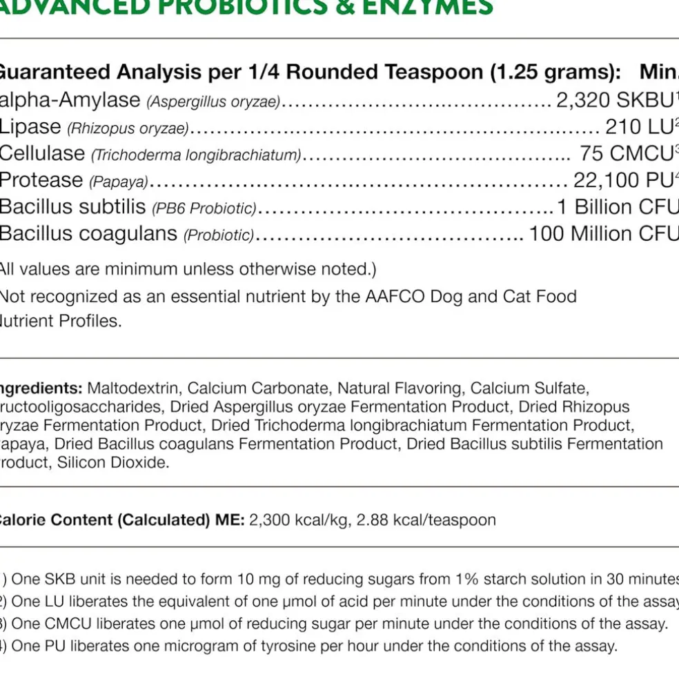 NaturVet Advanced Probiotic & Enzymes Powder with Vet Strength PB6 Probiotic for Dogs & Cats