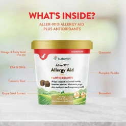 NaturVet Aller-911 Allergy Aid Soft Chews Plus Antioxidants for Dogs, 70 count