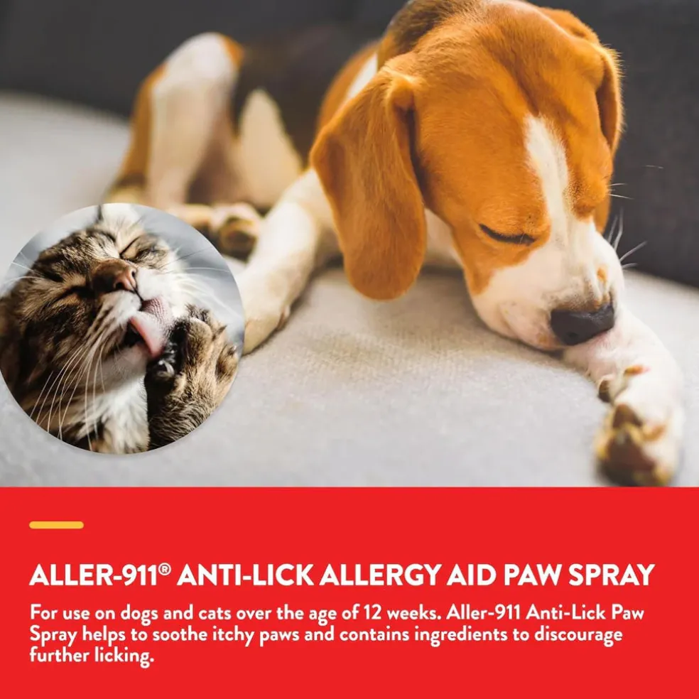 NaturVet Aller-911 Anti-Lick Allergy Aid Paw Spray with Aloe Vera for Dogs & Cats, 8-oz