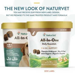 NaturVet All-In-One Daily Esentials Plus 4-in-1 Support for Dogs, 60 soft chews