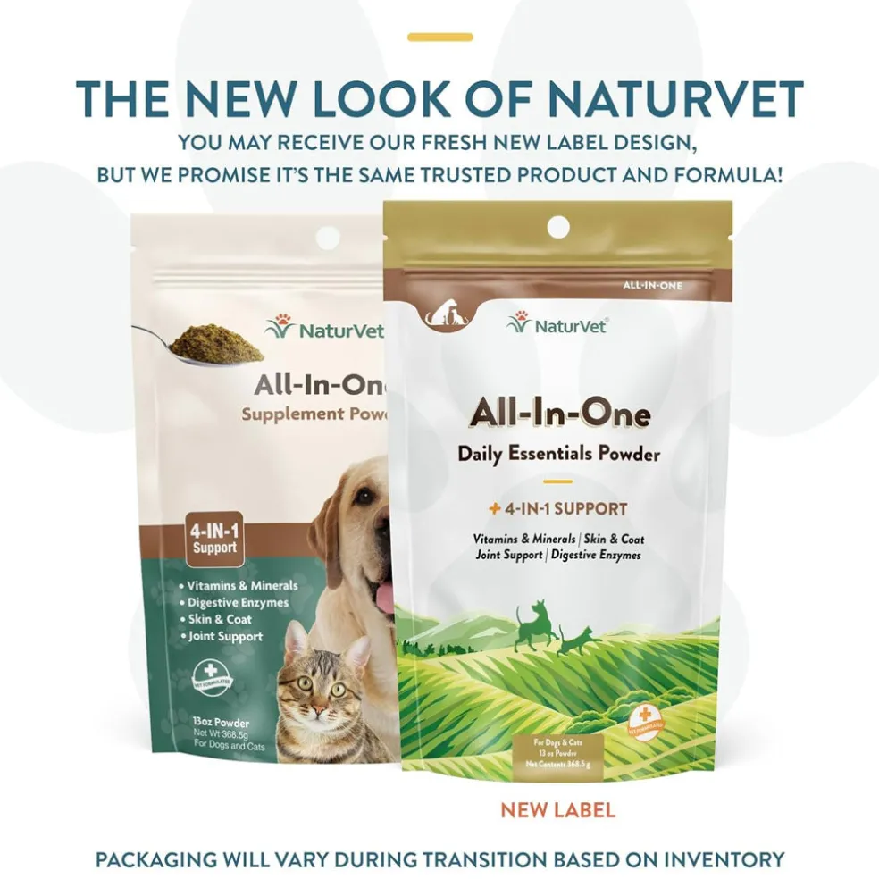 NaturVet All-In-One Daily Essentials Powder Plus 4-in-1 Support for Dogs & Cats, 13-oz