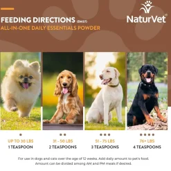 NaturVet All-In-One Daily Essentials Powder Plus 4-in-1 Support for Dogs & Cats, 13-oz