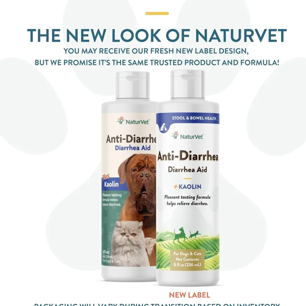 NaturVet Anti-Diarrhea Liquid Diarrhea Aid with Kaolin For Dogs Cats, 8-oz
