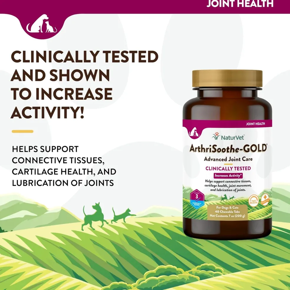 NaturVet ArthriSoothe-Gold Advance Level 3 Joint Care Chewable Tablets for Dogs & Cats