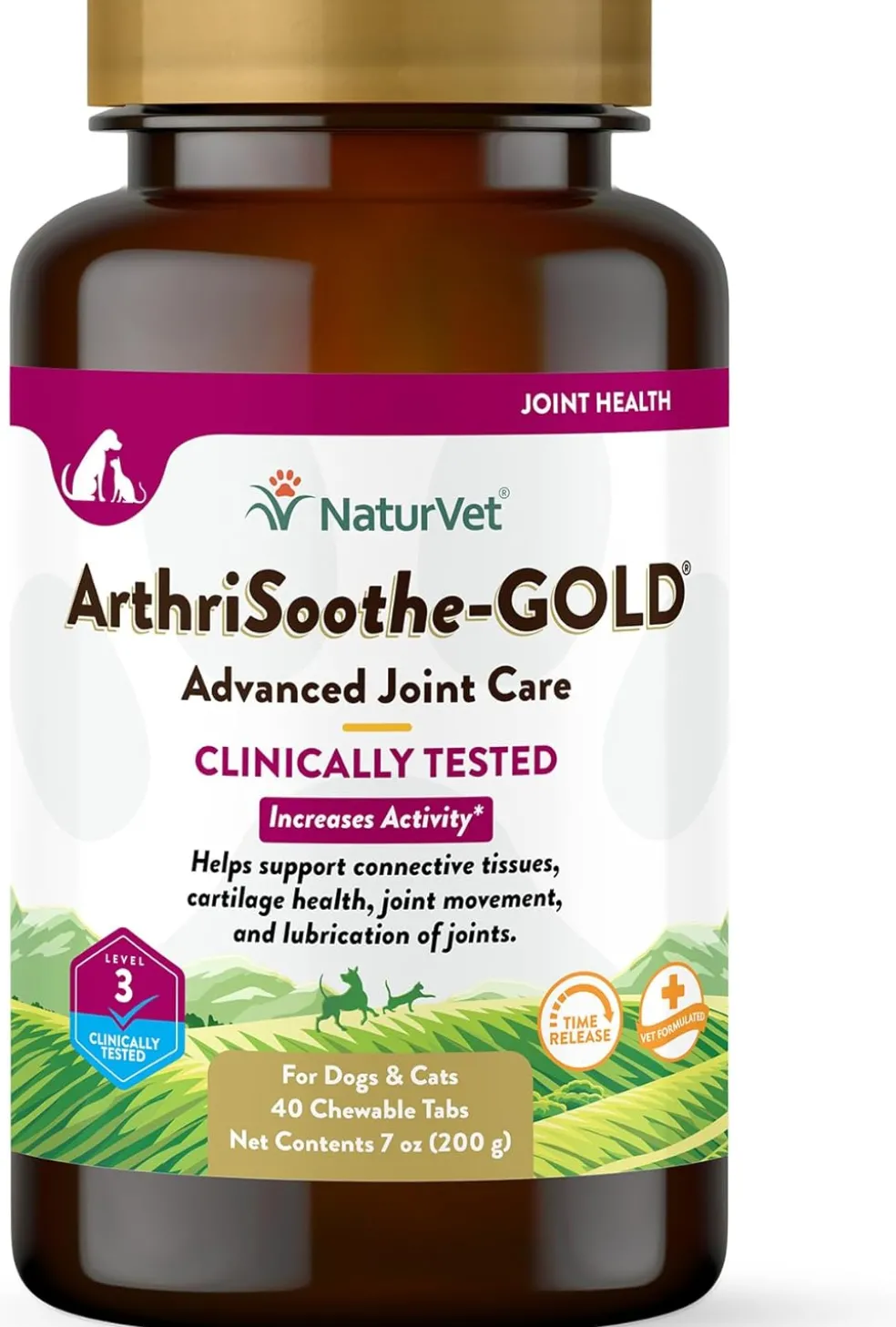 NaturVet ArthriSoothe-Gold Advance Level 3 Joint Care Chewable Tablets for Dogs & Cats