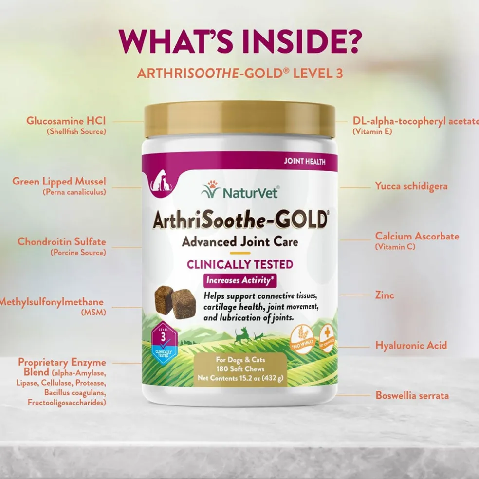 NaturVet ArthriSoothe Gold Advanced Joint Care Level 3 Soft Chew for Dogs & Cats