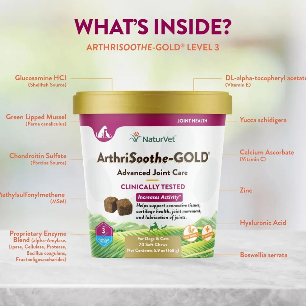 NaturVet ArthriSoothe Gold Advanced Joint Care Level 3 Soft Chew for Dogs & Cats