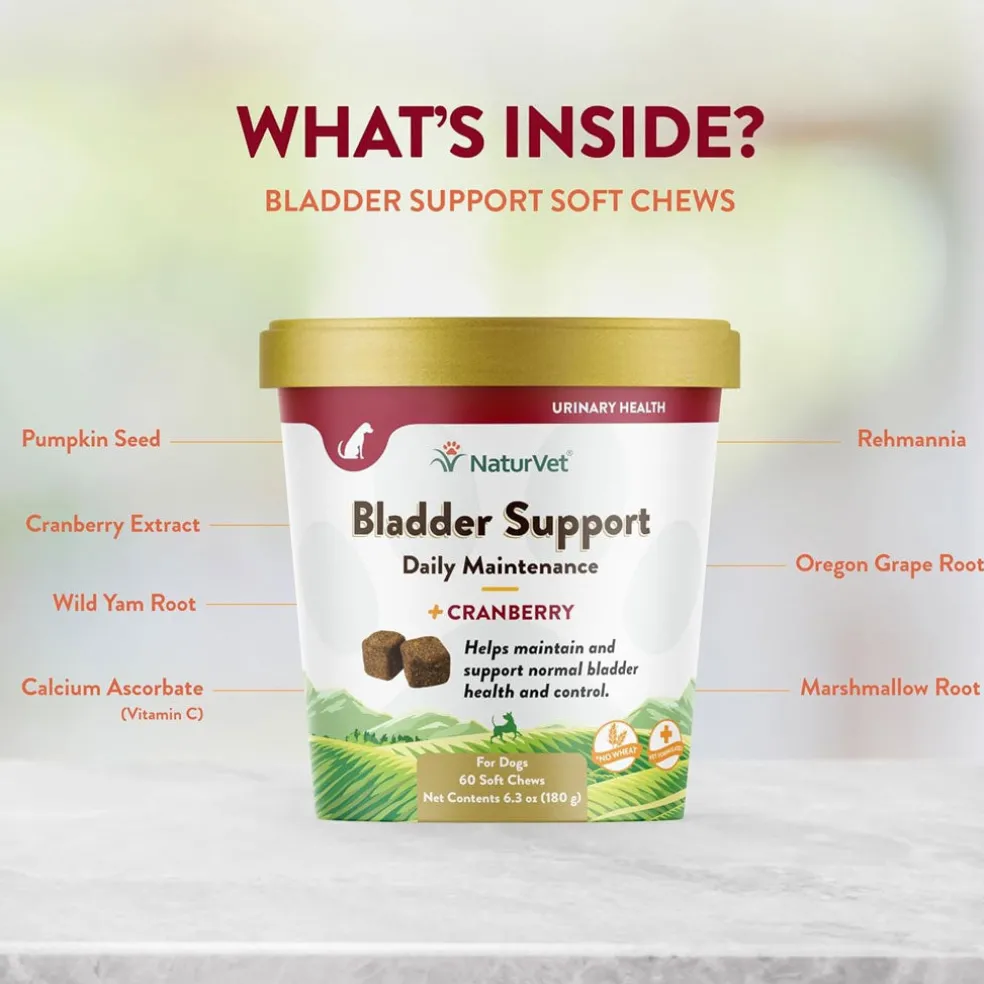 NaturVet Bladder Support Daily Maintenance with Cranberry Soft Chews for Dogs, 60 count