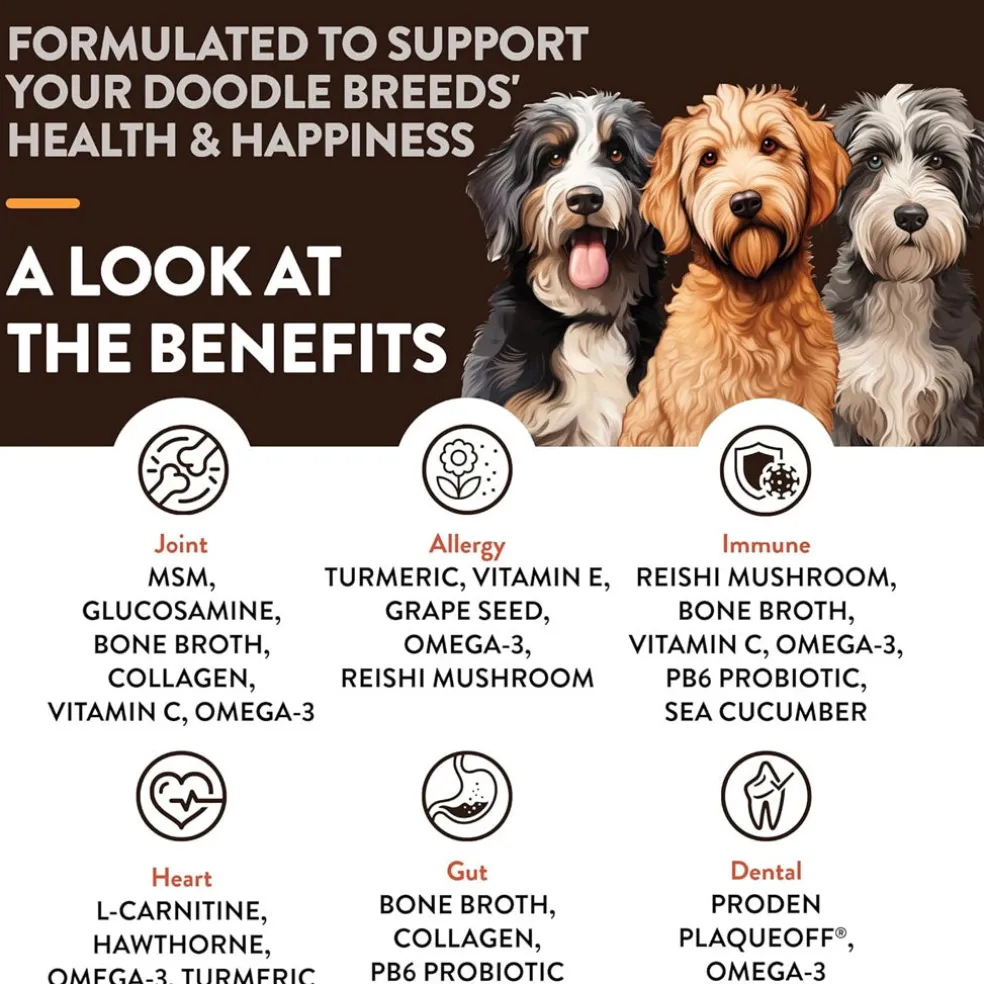 NaturVet Breed Specific Doodle Breeds Supplement Soft Chews for Dogs, 50 count