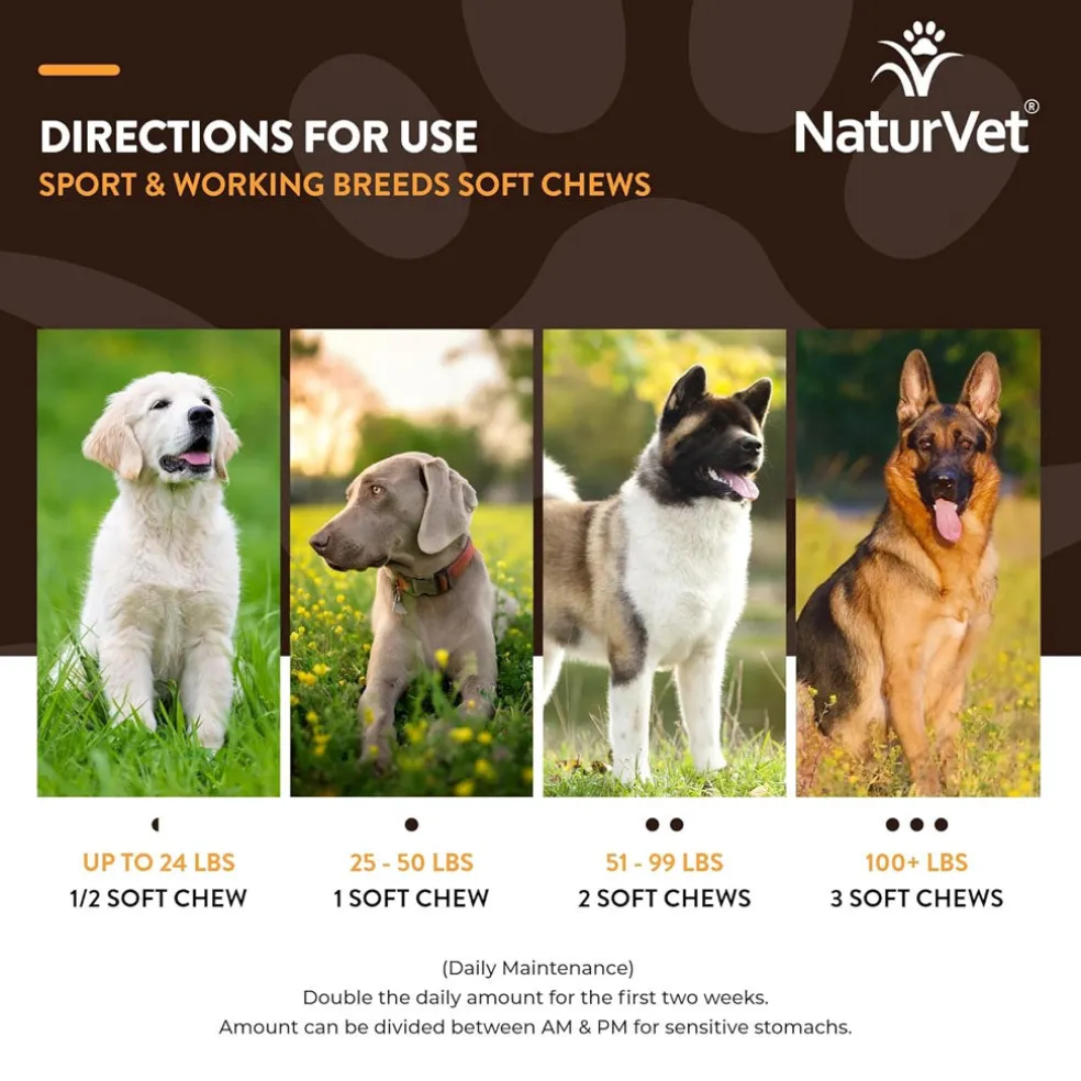 NaturVet Breed Specific Sport & Working Breeds Supplement Soft Chews for Dogs, 50 count