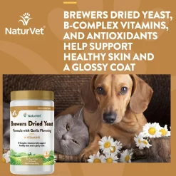NaturVet Brewer's Dried Yeast Formula with Garlic Flavoring Plus Vitamins for Dogs & Cats, 1-lb