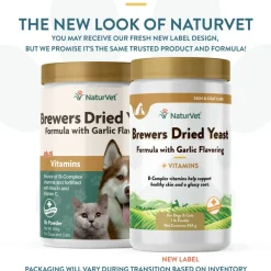 NaturVet Brewer's Dried Yeast Formula with Garlic Flavoring Plus Vitamins for Dogs & Cats, 1-lb
