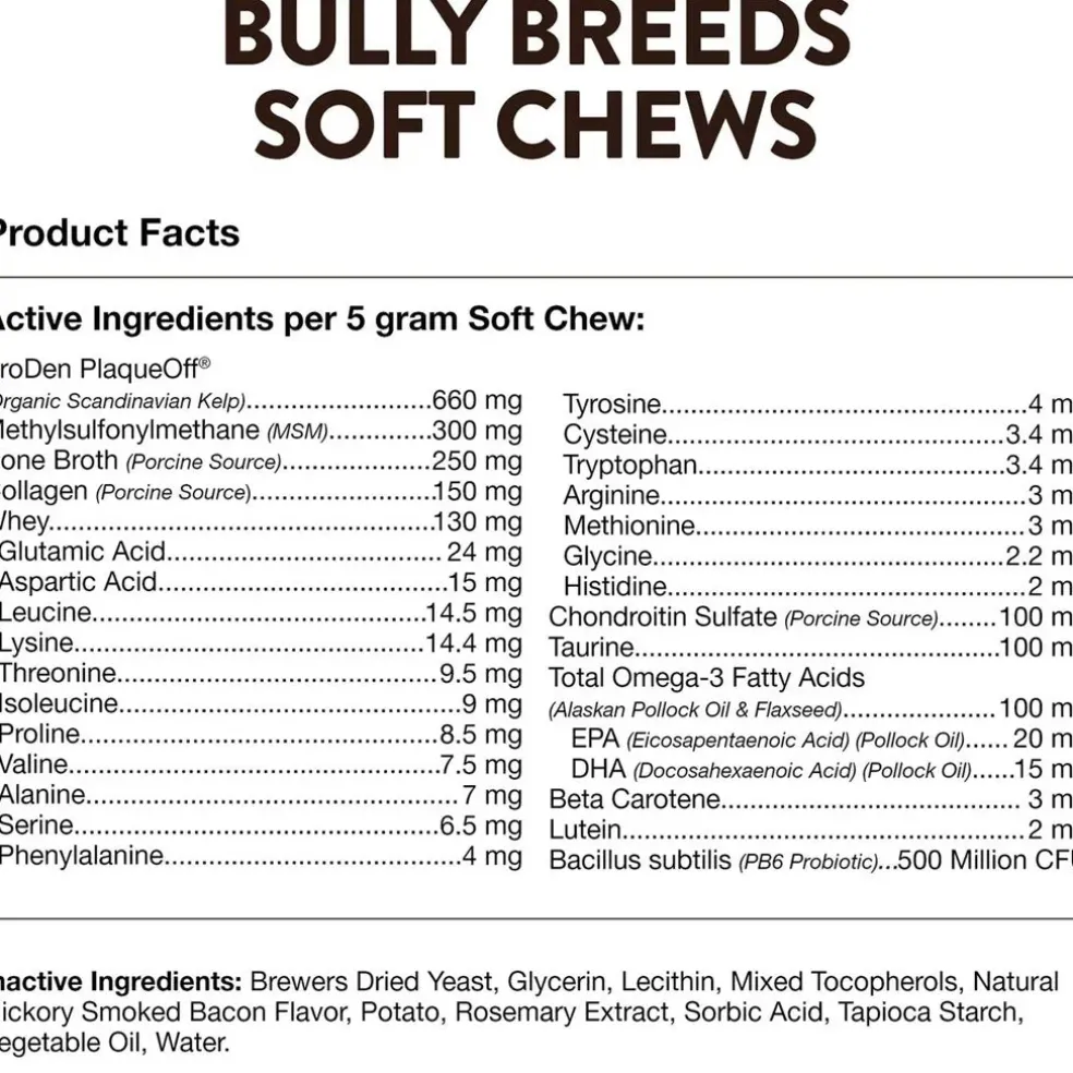 NaturVet Bully Specific Bully Breed Soft Chews for Dogs, 50 count