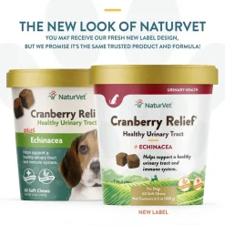 NaturVet Cranberry Relief Plus Echinacea Soft Chew Urinary Supplement for Dogs, 60 count