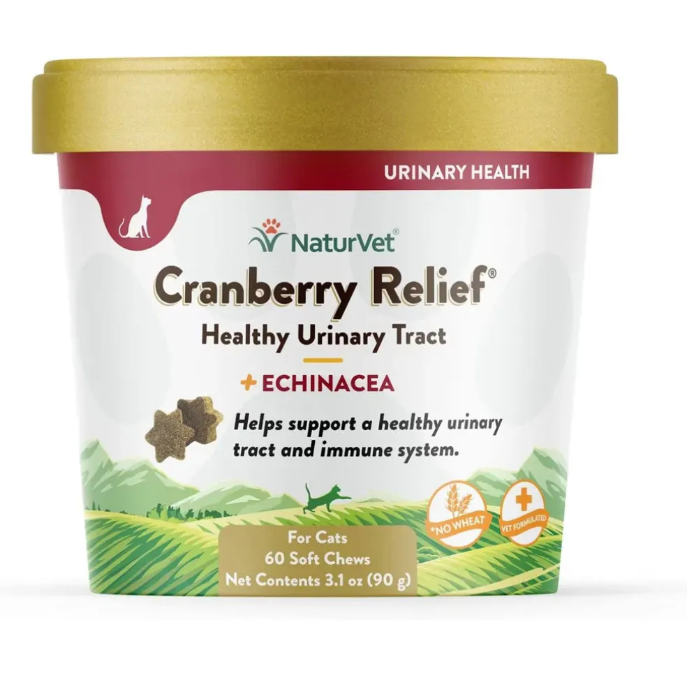 NaturVet Cranberry Relief Plus Echinacea Soft Chew Urinary Supplement for Cats, 60 count