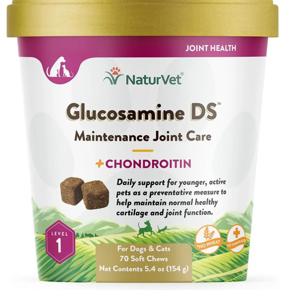NaturVet Glucosamine DS Level 1 Soft Chews with Chondroitin for Dogs & Cats, 70 count
