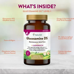NaturVet Glucosamine DS Level 1 with Chondroitin Maintenance Joint Care Chewable Tablets for Dogs & Cats