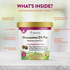 NaturVet Glucosamine DS Plus Level 2 Soft Chews with Chondroitin & MSM for Dogs & Cats