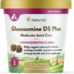NaturVet Glucosamine DS Plus Level 2 Soft Chews with Chondroitin & MSM for Dogs & Cats