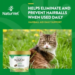 NaturVet Hairball Aid Daily Support Soft Chews with Pumpkin for Cats, 60 count