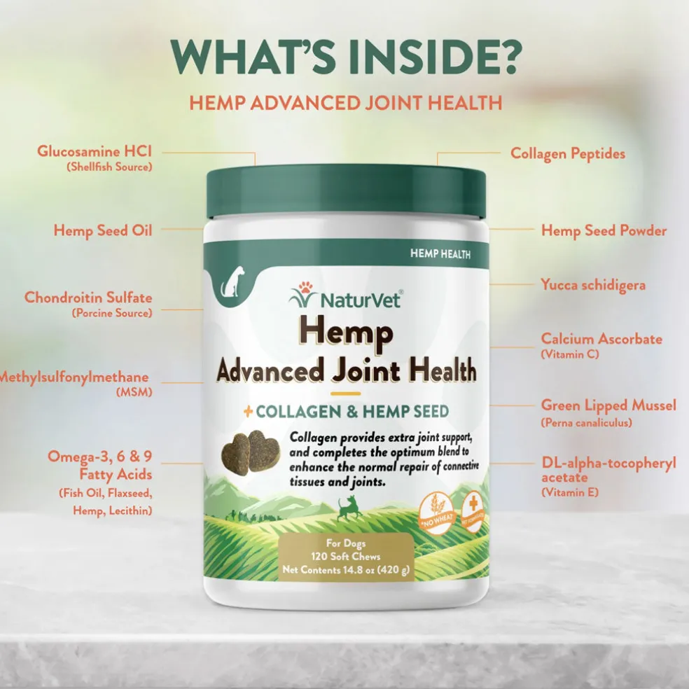 NaturVet Hemp Advanced Joint Health Soft Chews for Dogs