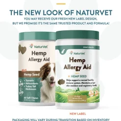 NaturVet Hemp Allergy Aid Hemp Seed Soft Chew for Dogs, 60 count