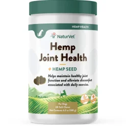 NaturVet Hemp Joint Health Plus Hemp Seed Soft Chews for Dogs, 60 count