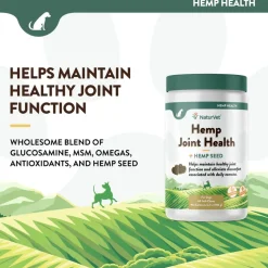 NaturVet Hemp Joint Health Plus Hemp Seed Soft Chews for Dogs, 60 count