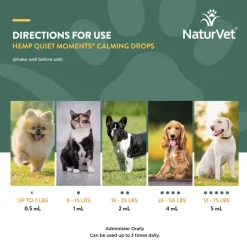 NaturVet Hemp Quiet Moments Calming Drops Hemp Oil for Dogs & Cats, 1-oz
