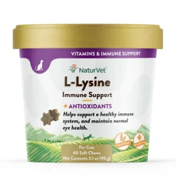 NaturVet L-Lysine Immune Support + Antioxidants Soft Chews for Cats, 60 count