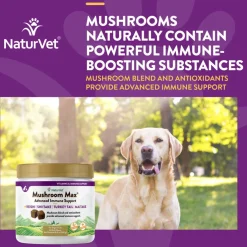 NaturVet Mushroom Max Advanced Immune Support Soft Chews for Dogs & Cats, 60 count