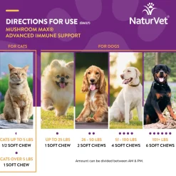 NaturVet Mushroom Max Advanced Immune Support Soft Chews for Dogs & Cats, 60 count
