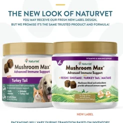 NaturVet Mushroom Max Advanced Immune Support Soft Chews for Dogs & Cats, 60 count