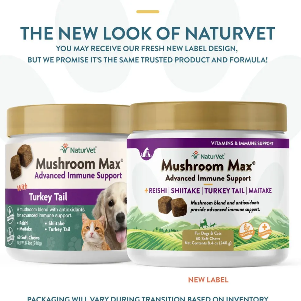 NaturVet Mushroom Max Advanced Immune Support Soft Chews for Dogs & Cats, 60 count