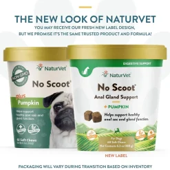 NaturVet No Scoot Soft Chews Anal Gland Support with Pumpkin for Dogs, 60 count