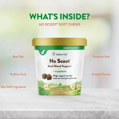 NaturVet No Scoot Soft Chews Anal Gland Support with Pumpkin for Dogs, 60 count