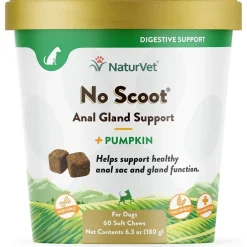 NaturVet No Scoot Soft Chews Anal Gland Support with Pumpkin for Dogs, 60 count
