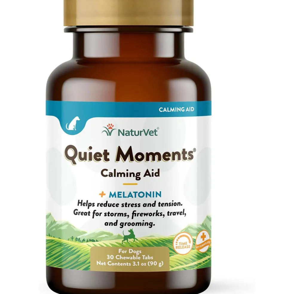 NaturVet Quiet Moments Calming Aid Plus Melatonin for Dogs, 30 chewable tablets
