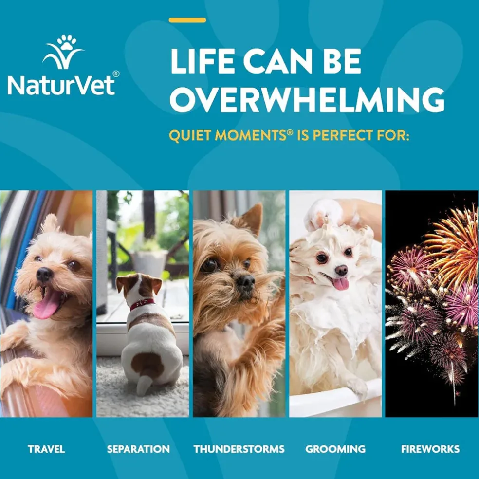 NaturVet Quiet Moments Calming Aid Plus Melatonin for Dogs, 30 chewable tablets