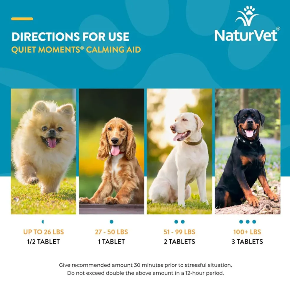 NaturVet Quiet Moments Calming Aid Plus Melatonin for Dogs, 30 chewable tablets