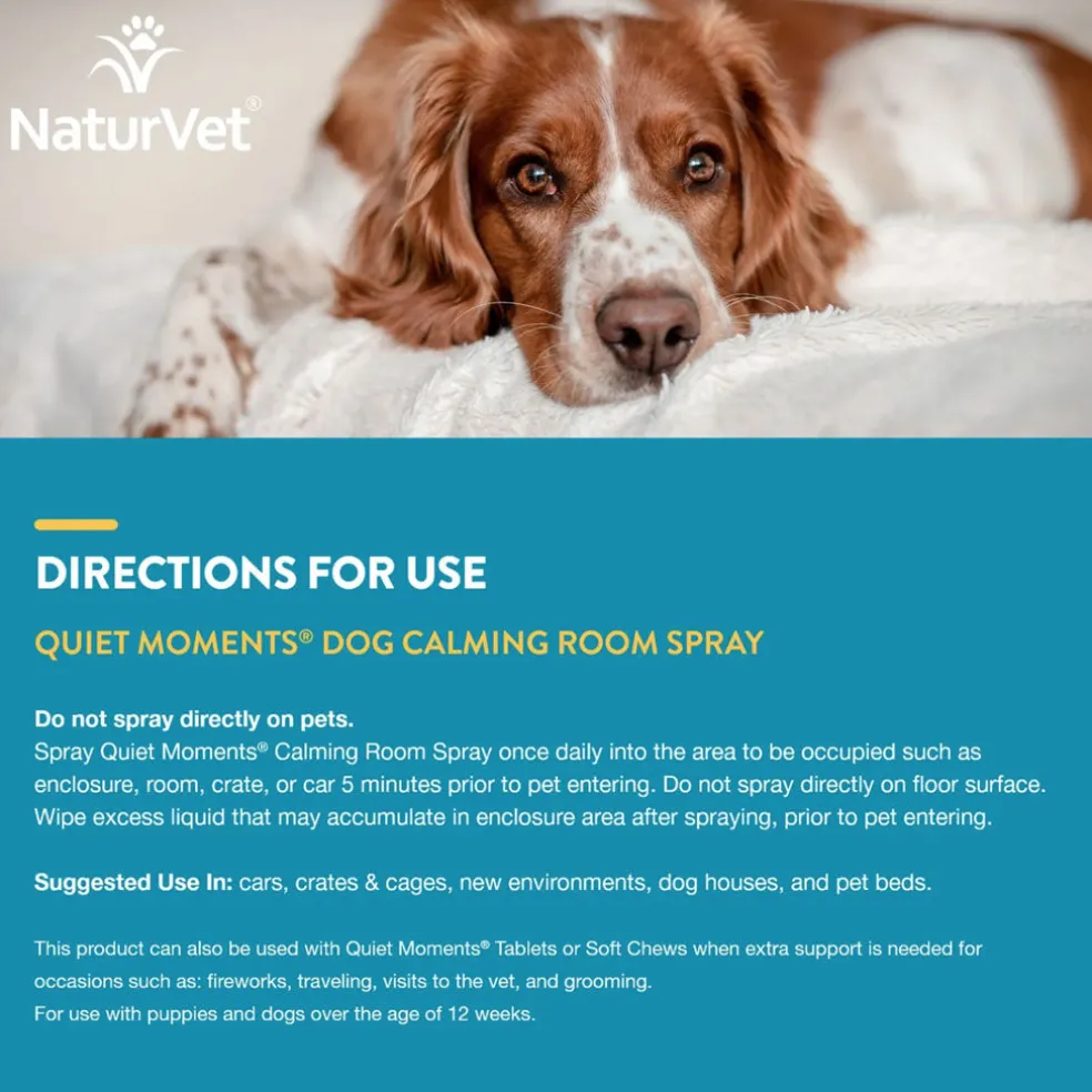 NaturVet Quiet Moments Herbal Calming Room Spray for Dogs, 8-oz