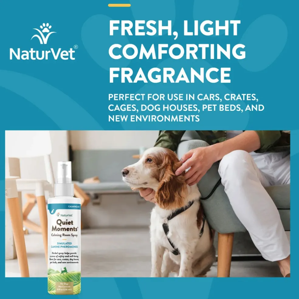 NaturVet Quiet Moments Herbal Calming Room Spray for Dogs, 8-oz