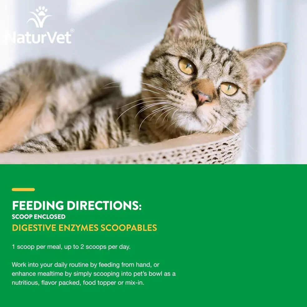 NaturVet Scoopables Digestive Enzymes Daily Digestive Support Plus PRE & Probiotic for Cats, 5.5-oz