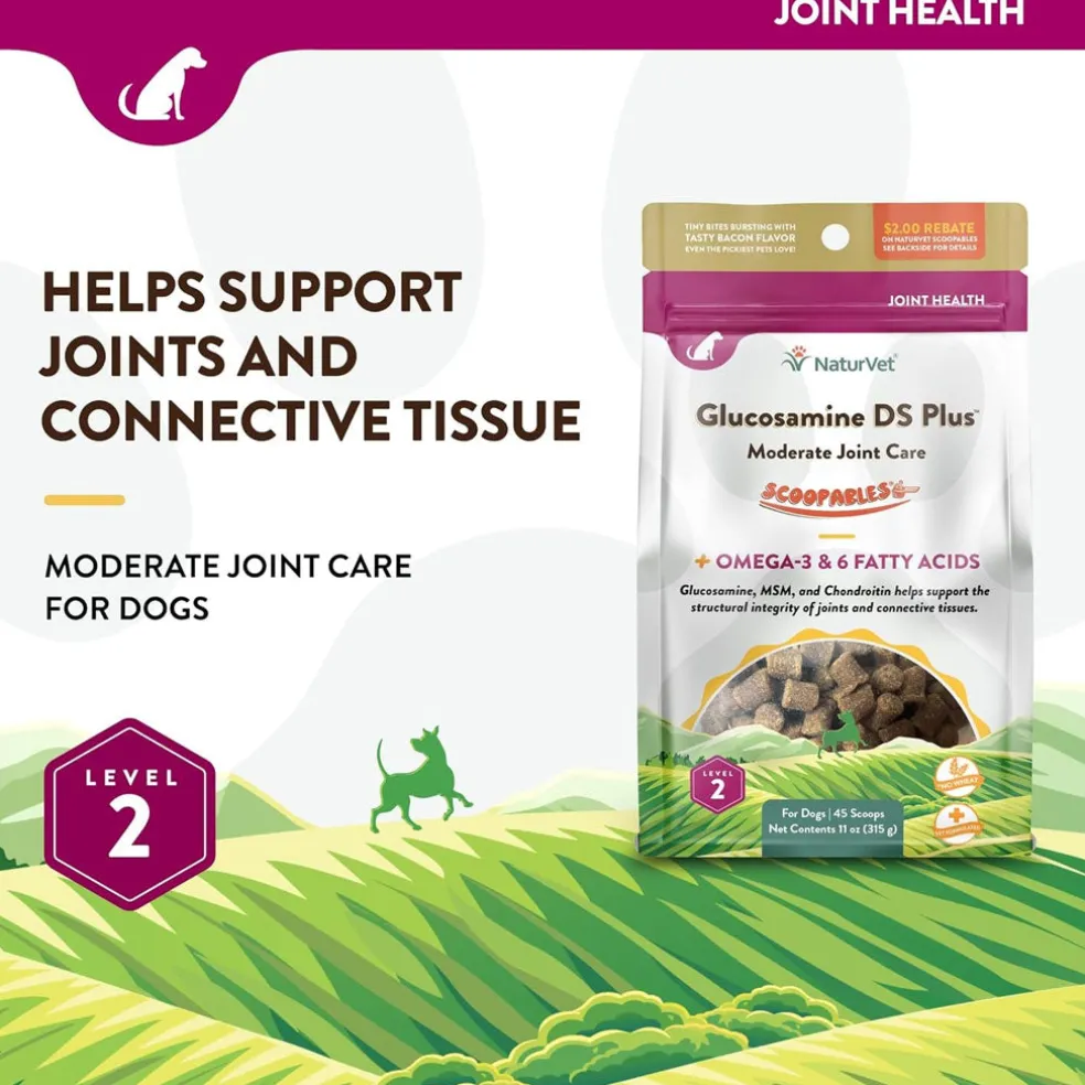 NaturVet Scoopables Glucosamine DS Plus Level 2 Plus Omega-3 & 6 Fatty Acids for Dogs, 11-oz