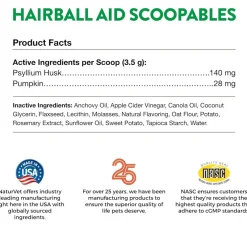 NaturVet Scoopables Hairball Aid Daily Support Plus Pumpkin for Cats, 5.5-oz