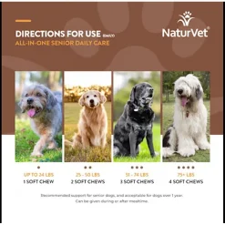 NaturVet Senior Daily Care Multi-Benefit 8-in-1 Support For Dogs (60 Soft Chews)