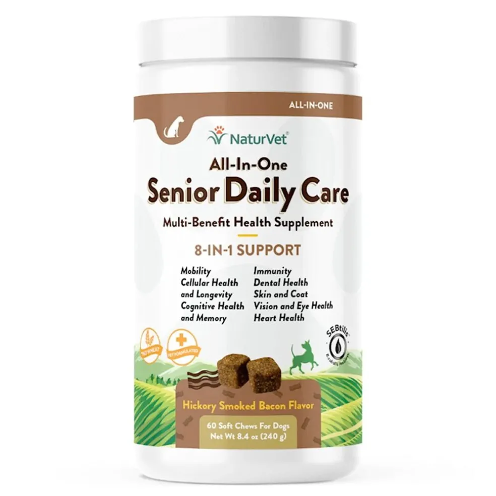 NaturVet Senior Daily Care Multi-Benefit 8-in-1 Support For Dogs (60 Soft Chews)