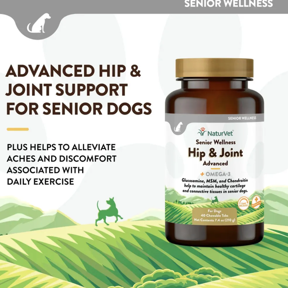 NaturVet Senior Wellness Hip & Joint Chewable Tablets Advanced Plus Omega-3 for Dogs, 40 count