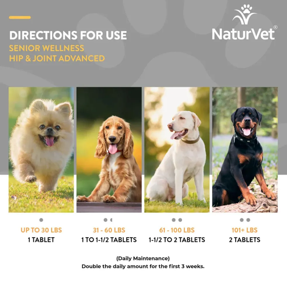 NaturVet Senior Wellness Hip & Joint Chewable Tablets Advanced Plus Omega-3 for Dogs, 40 count